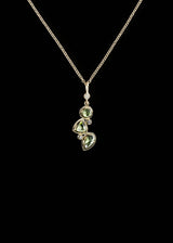 Peridot diamond 14K gold necklace mosaic 3 stone - Darby Scott