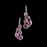 Pink tourmaline diamond 18K gold earring mosaic 5 stone - Darby Scott
