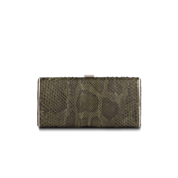 Green Python Box Wallet, front view - Darby Scott