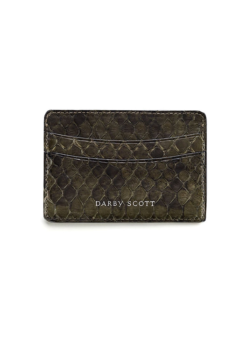 Olive Python Credit Card Case - Darby Scott