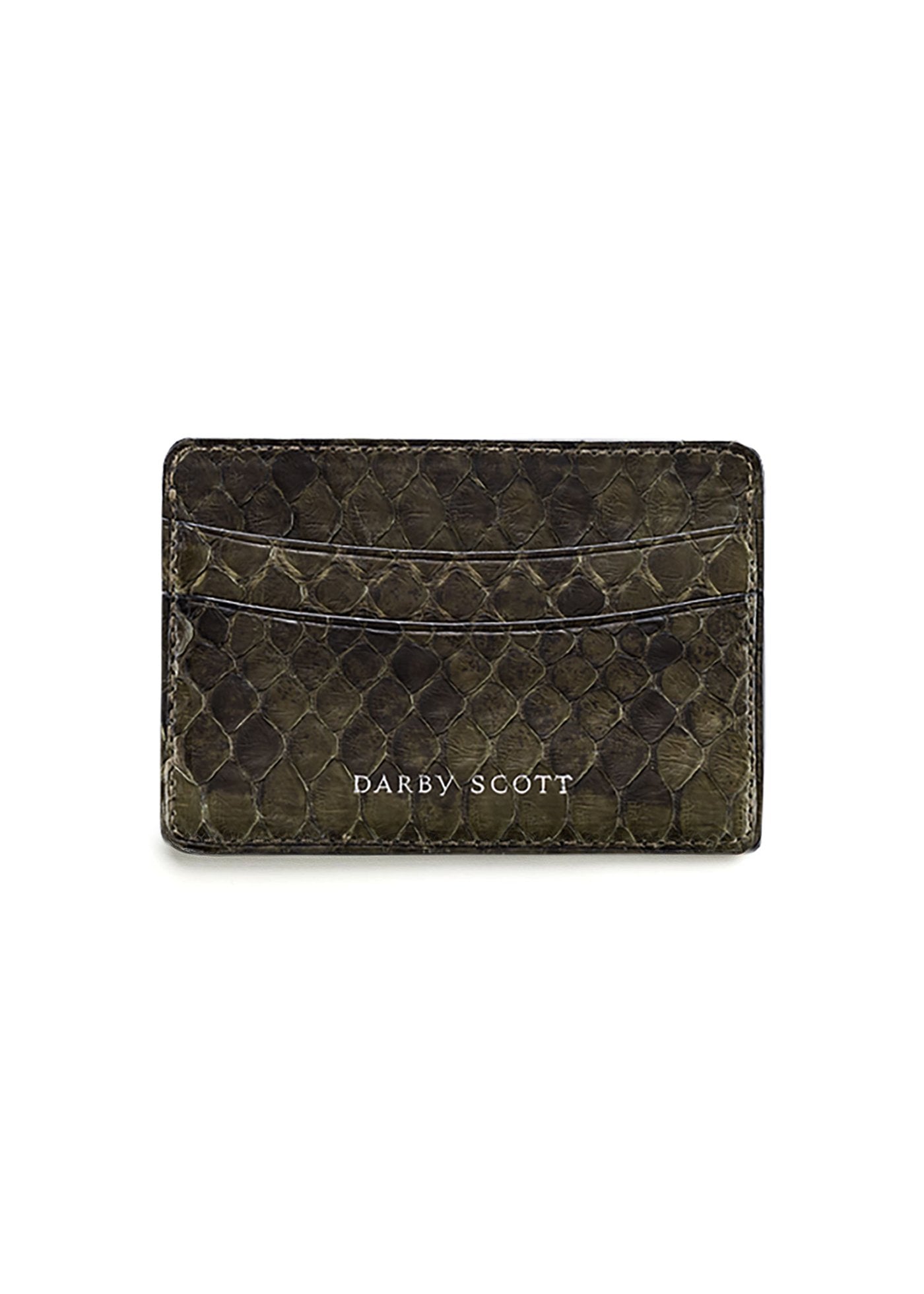 Olive Python Credit Card Case - Darby Scott