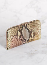 Angled View of Slide Locking Wallet in Pastel Multi-colors - Darby Scott
