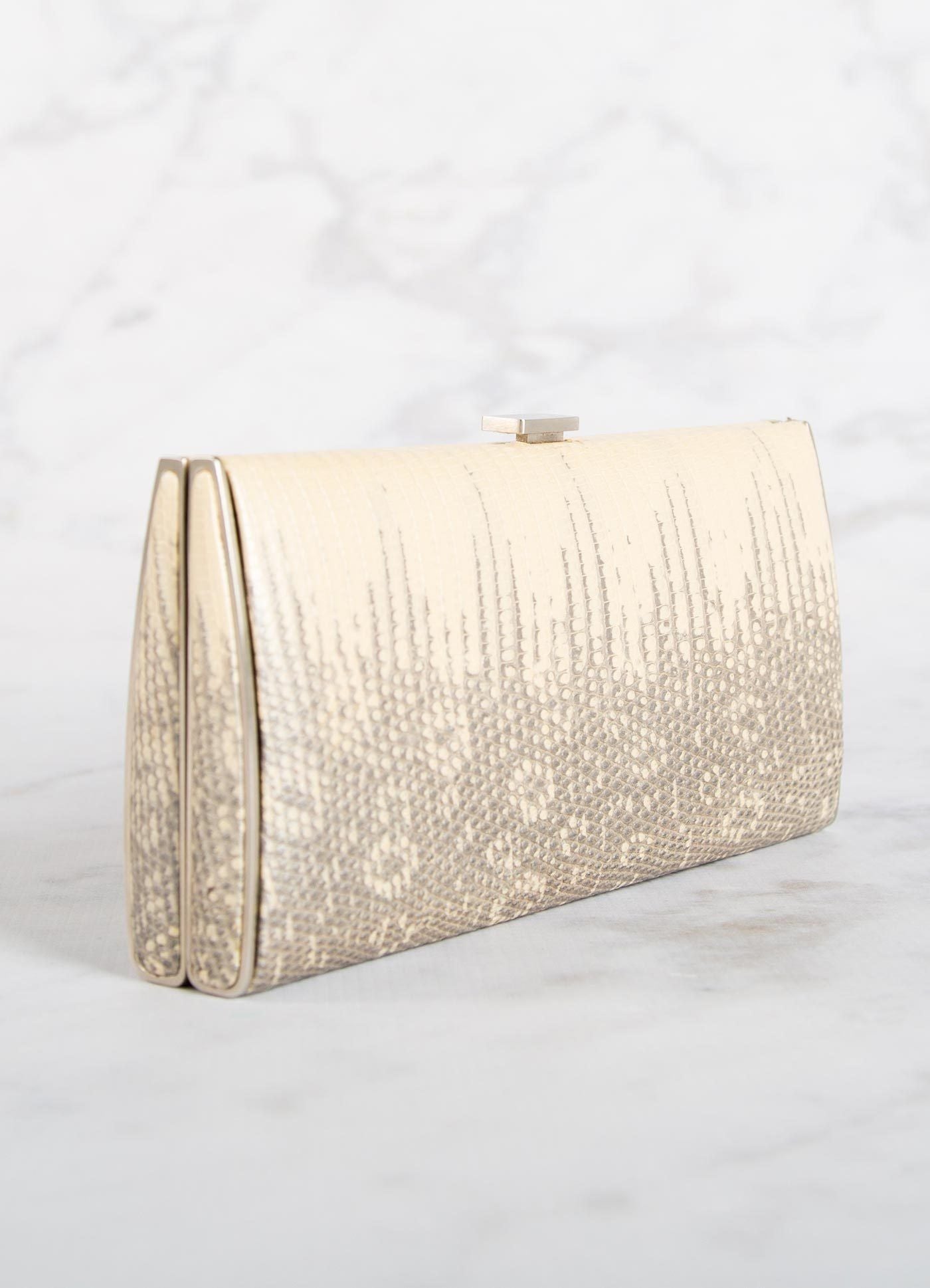 Cream Ring Lizard Box Wallet, Side View - Darby Scott