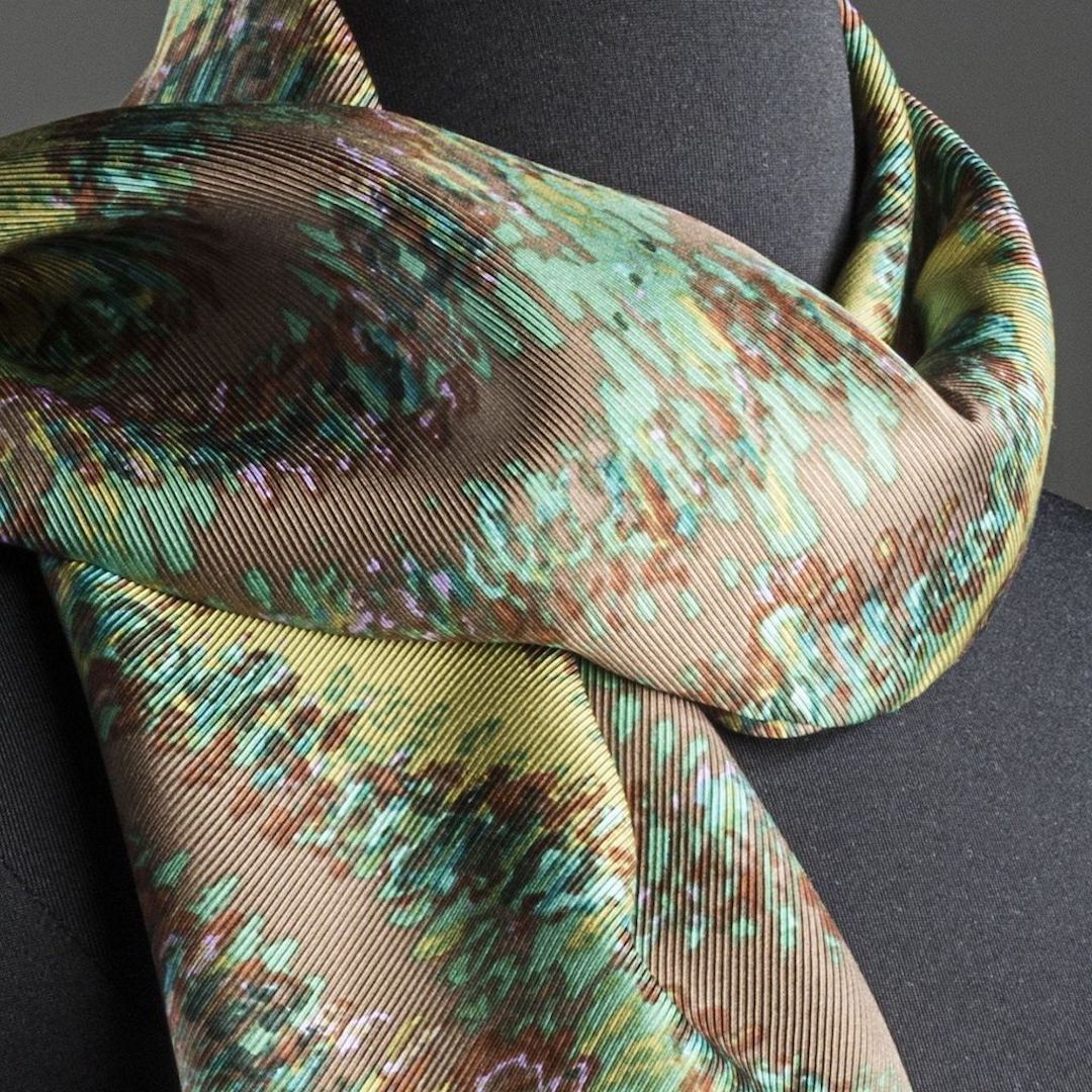 Bargello Inspired Print Green Silk | Darby Scott