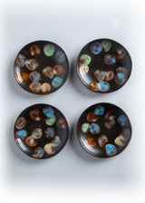 Four dappled ceramic stoneware appetizer/dessert plates