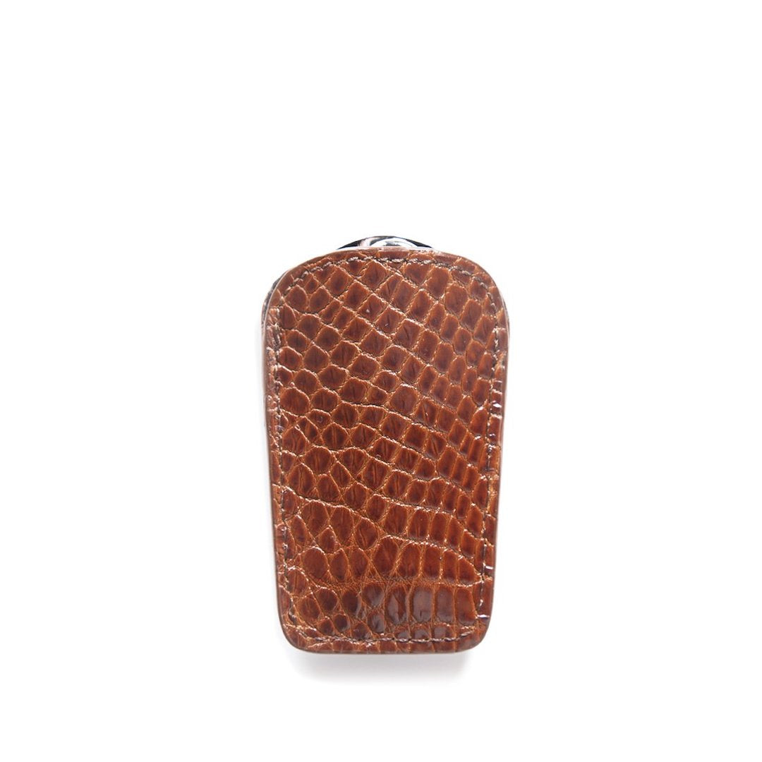 Cognac Crocodile Case with a folding shoehorn - Darby Scott