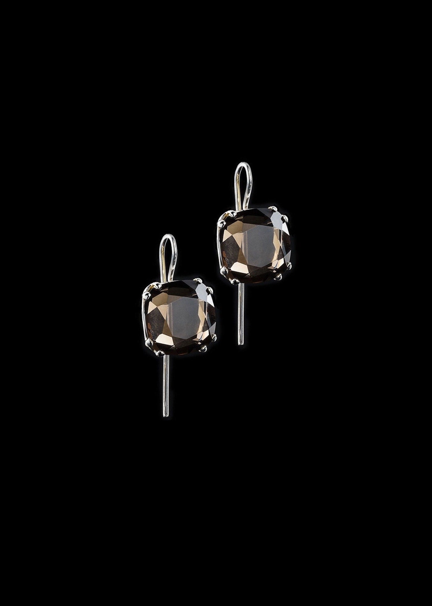 Smokey Topaz 12mm Cushion Cut Sterling Earrings - Darby Scott