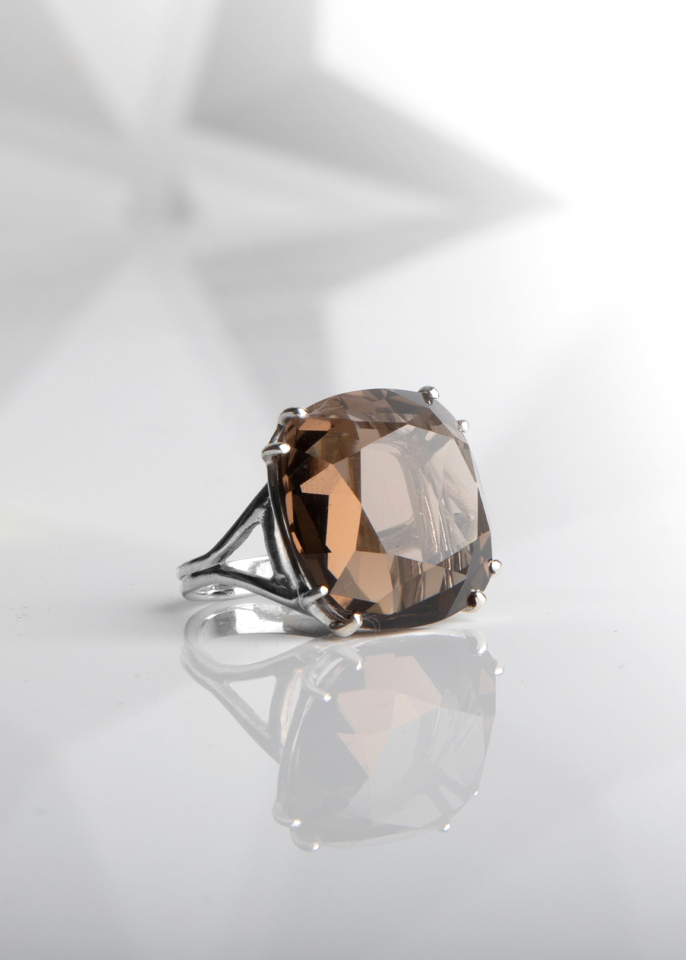 Dark Smokey Topaz 34 Carat Cocktail Ring in Sterling Silver