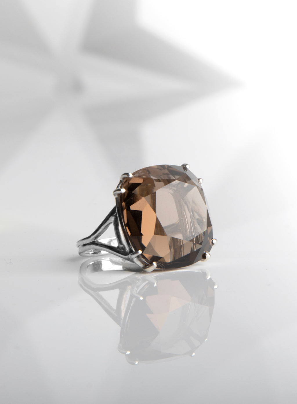 Dark Smokey Topaz 34 Carat Cocktail Ring in Sterling Silver