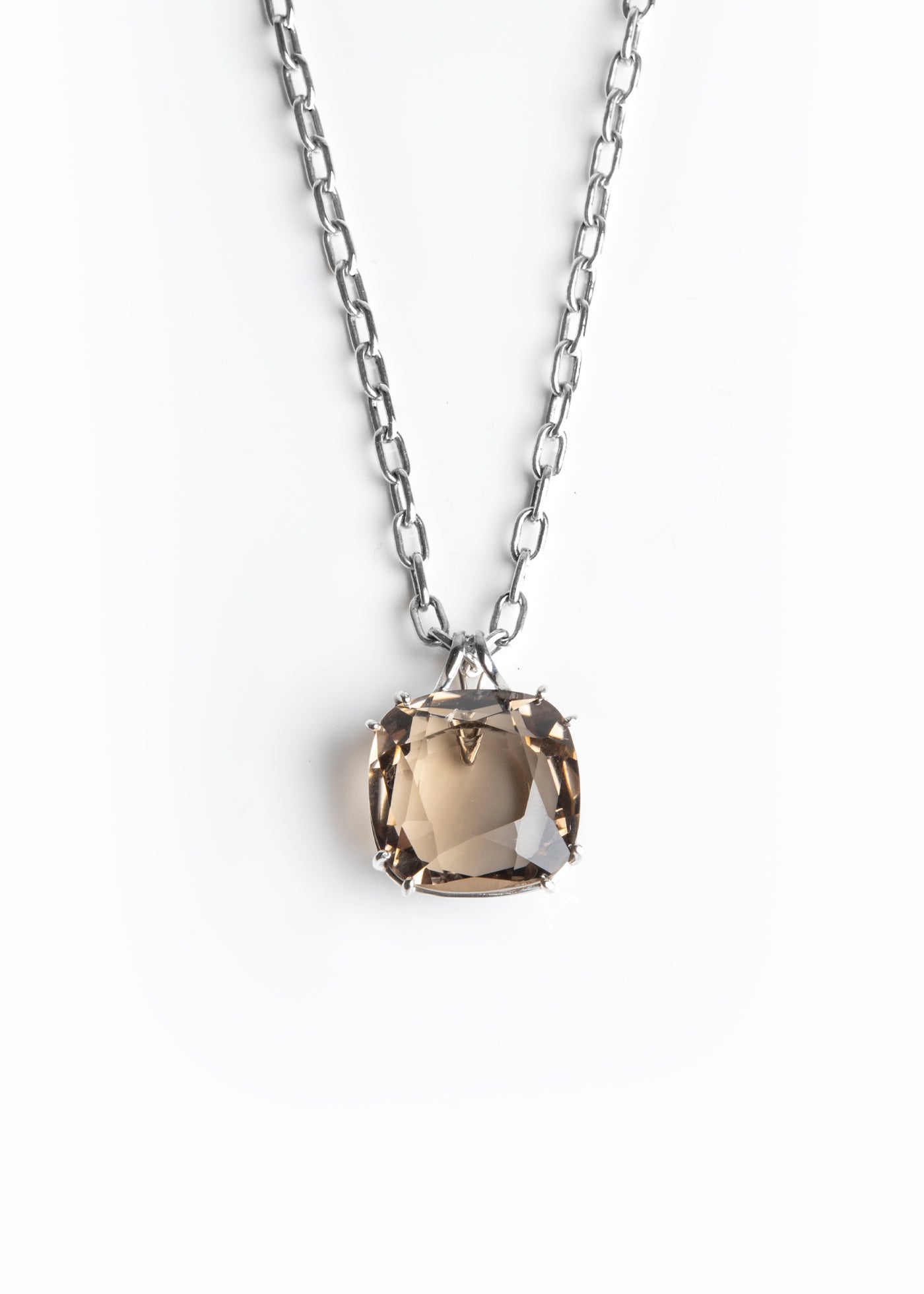 Smokey Topaz 34 Carat Cushion Cut Pendant in Sterling Silver - Darby Scott