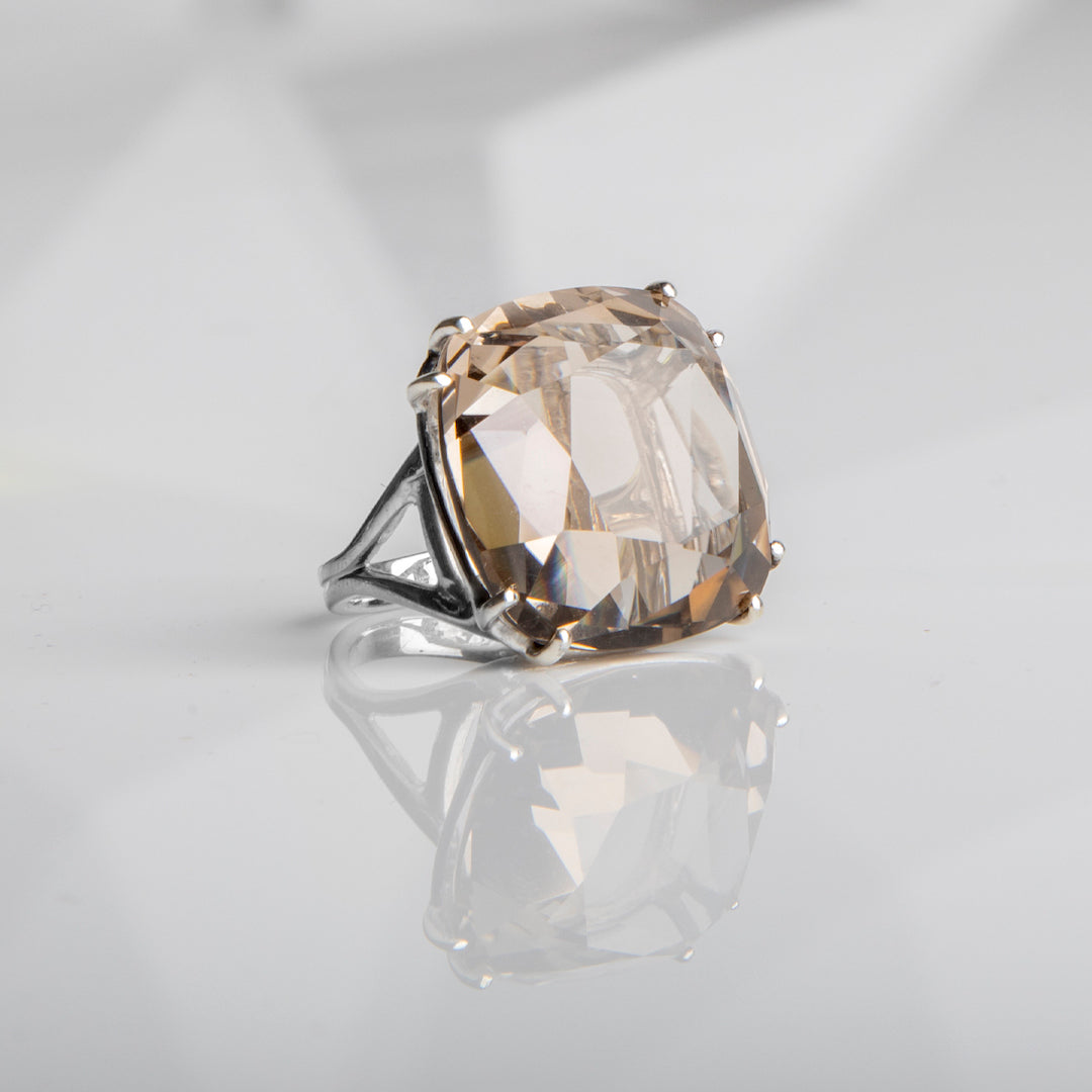 Light Smokey Topaz 34 Carat Cocktail Ring in Sterling Silver