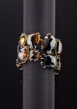 Faceted smokey topaz gemstones prong set in gold plated brass bracelet - Darby Scott
