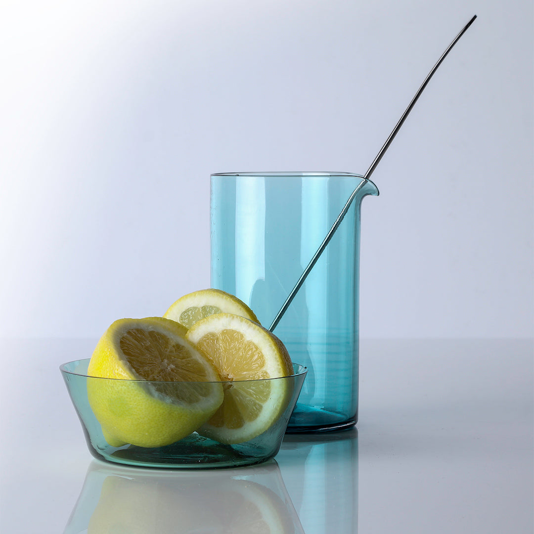 Tourmaline mixing glass and bowl with lemons