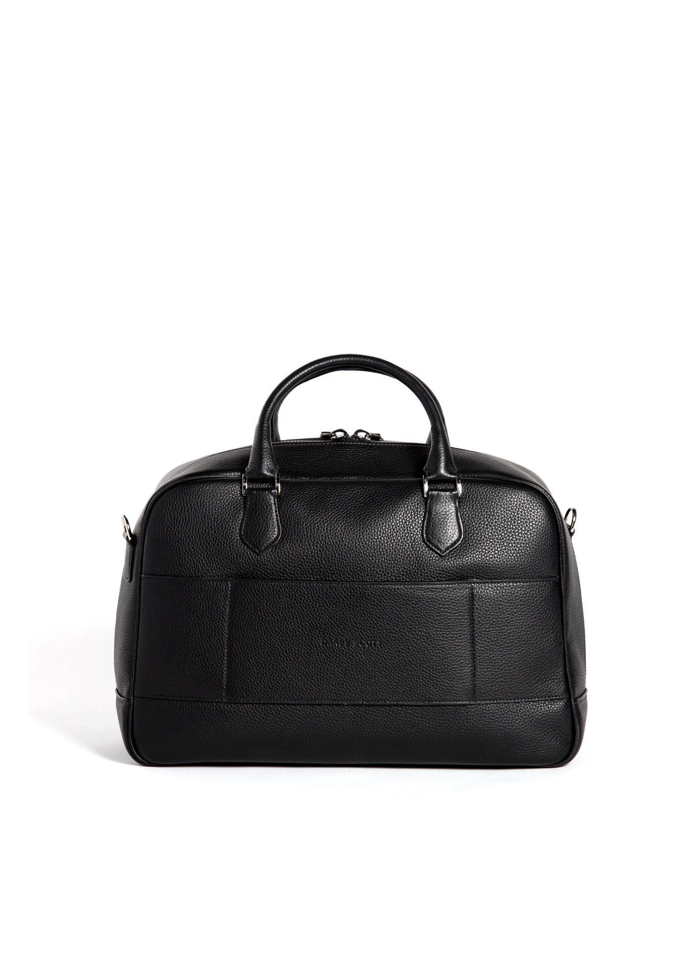 Back view of Newport Travel Satchel Bag - Black Leather Weekender