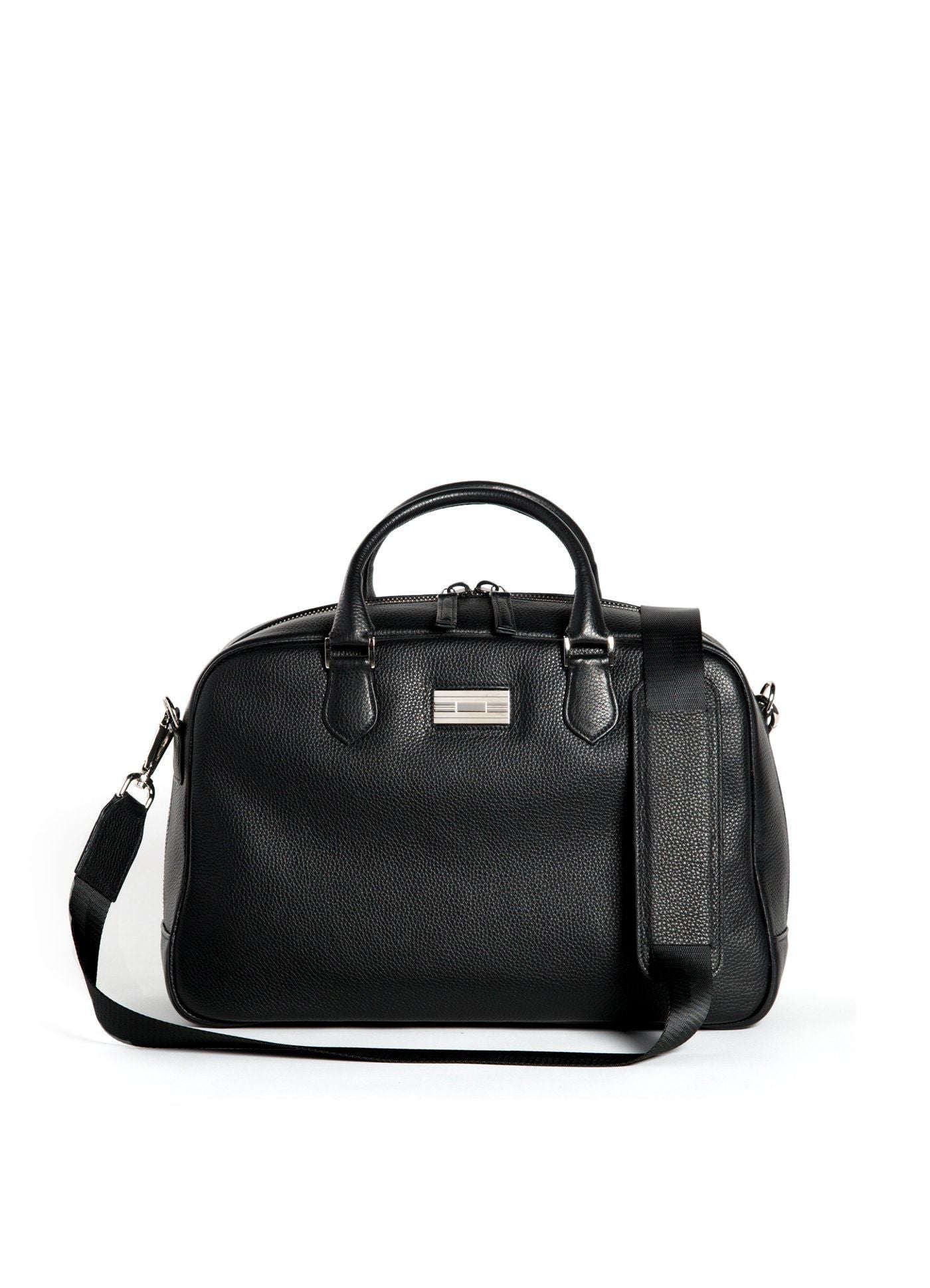 Newport Travel Satchel Bag - Black Leather Weekender - Darby Scott