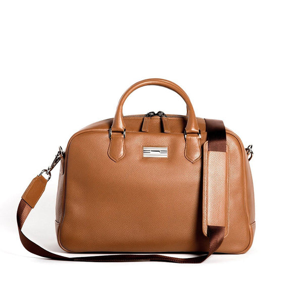 Newport Travel Satchel Bag in Cognac Leather - Darby Scott