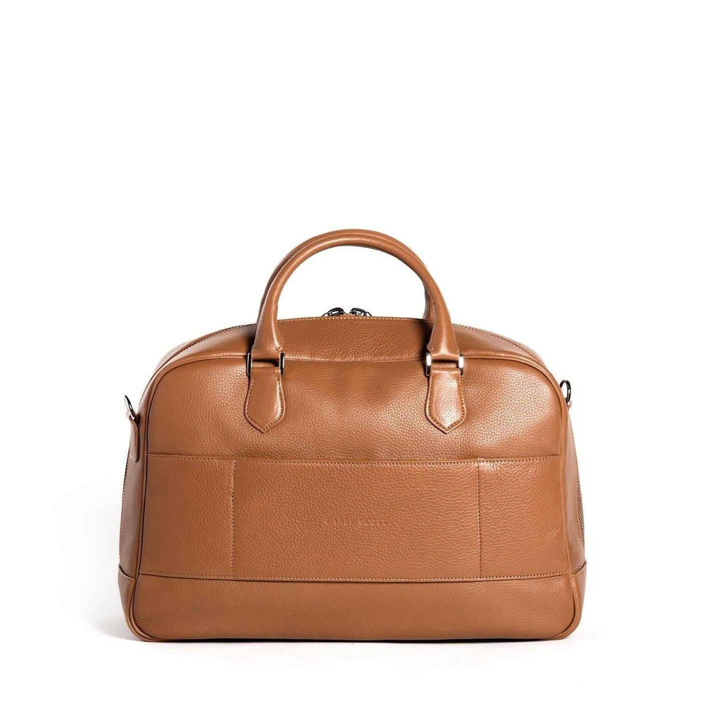 Back view of Newport Travel Satchel Bag in Cognac Leather - Darby Scott