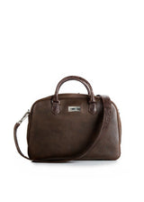 Newport Travel Satchel Bag in Brown Leather & Croc- Darby Scott