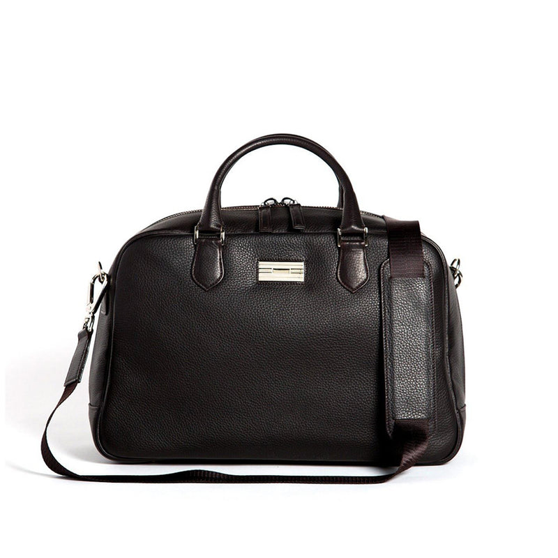 Newport Travel Satchel Bag in Dark Brown Leather - Darby Scott
