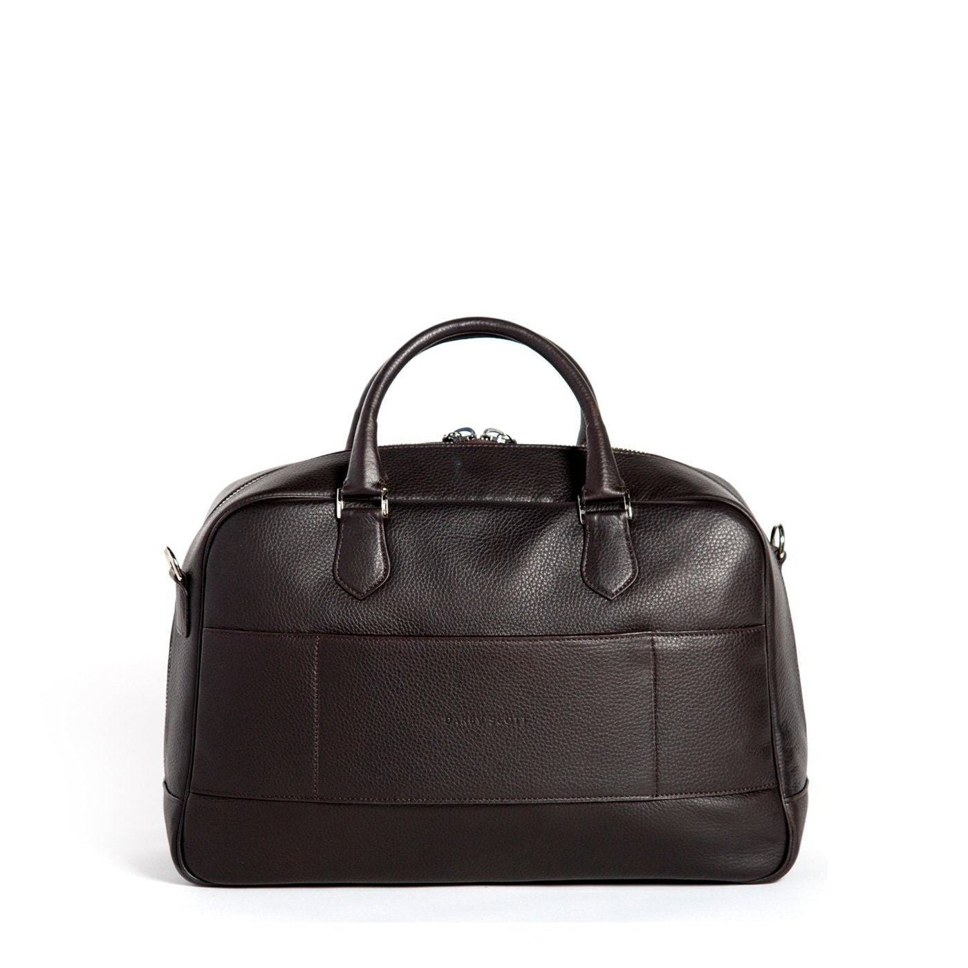 Back view of Newport Travel Satchel Bag in Dark Brown Leather  - Darby Scott