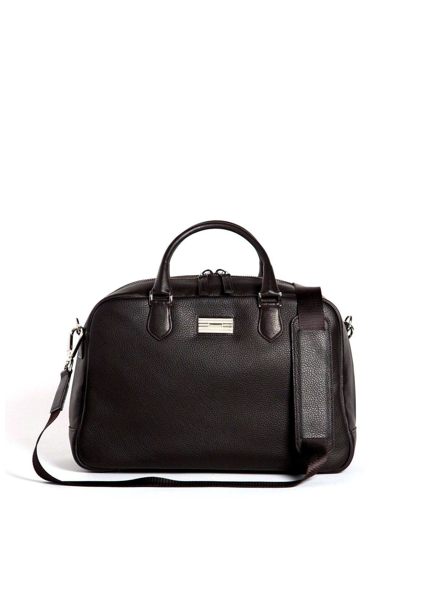 Newport Travel Satchel Bag in Dark Brown Leather - Darby Scott