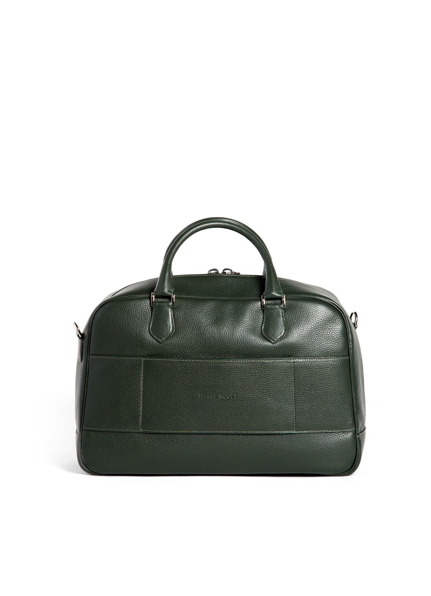 Back view of Newport Travel Satchel Bag in Dark Green Leather - Darby Scott