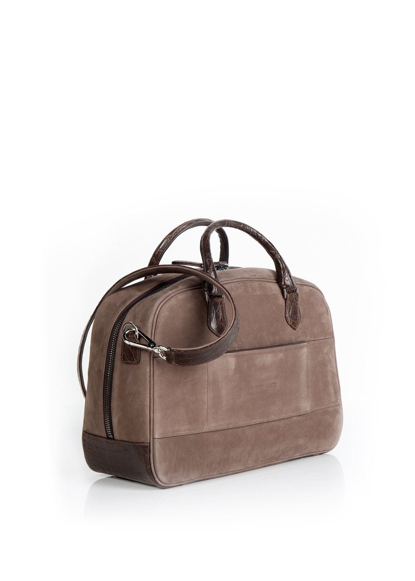 Back view of Newport Getaway Bag in Light Brown Suede - Darby Scott