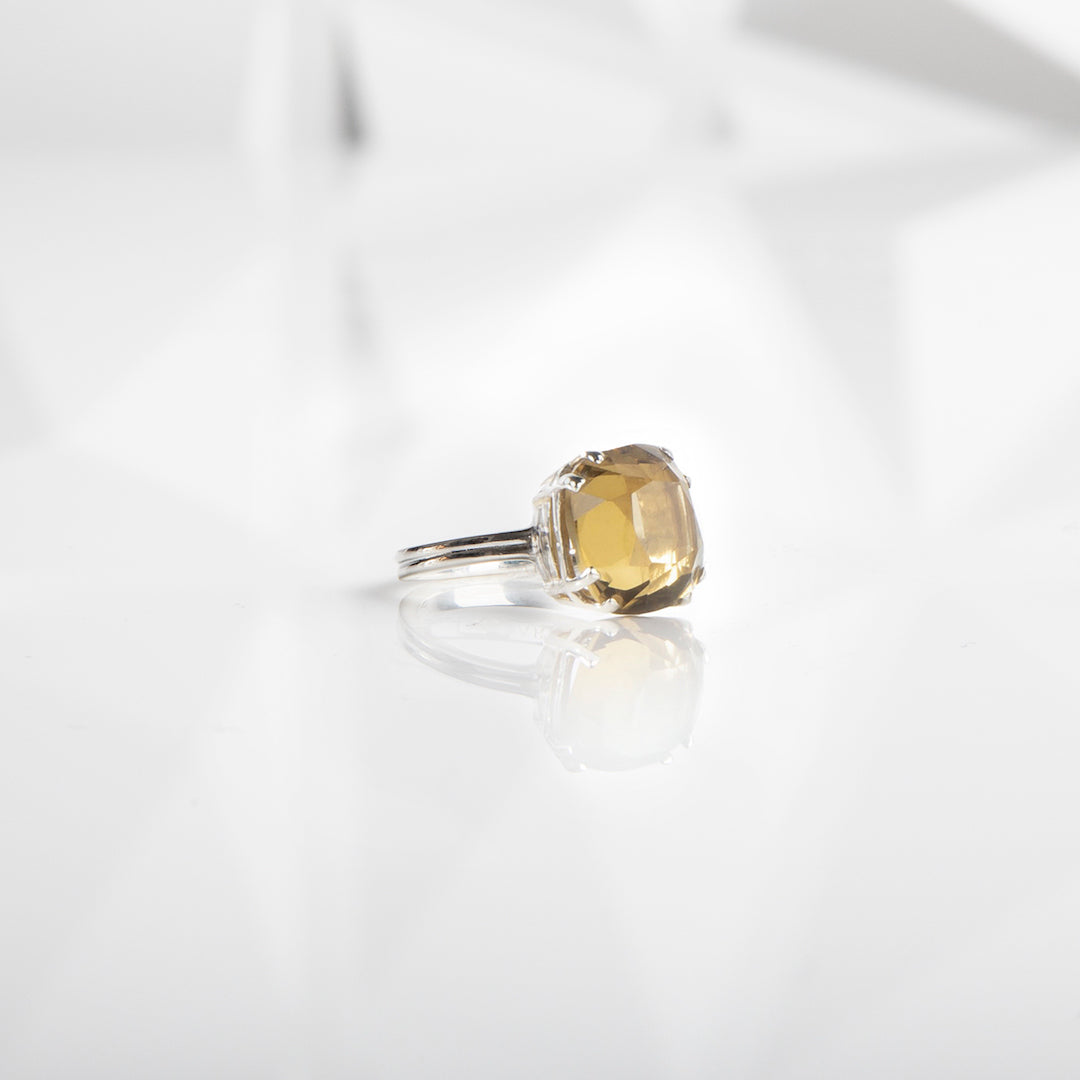 Imperial topaz sterling ring 12MM cushion cut - Darby Scott