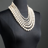 White jade graduated necklace, six strands  with 14K yellow gold clasp - Darby Scott