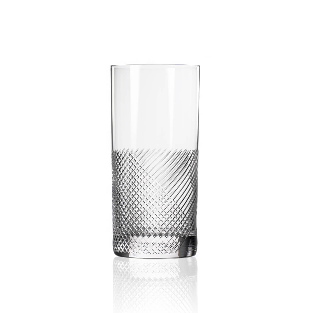 Highball Glass, cross hatch cutwork
