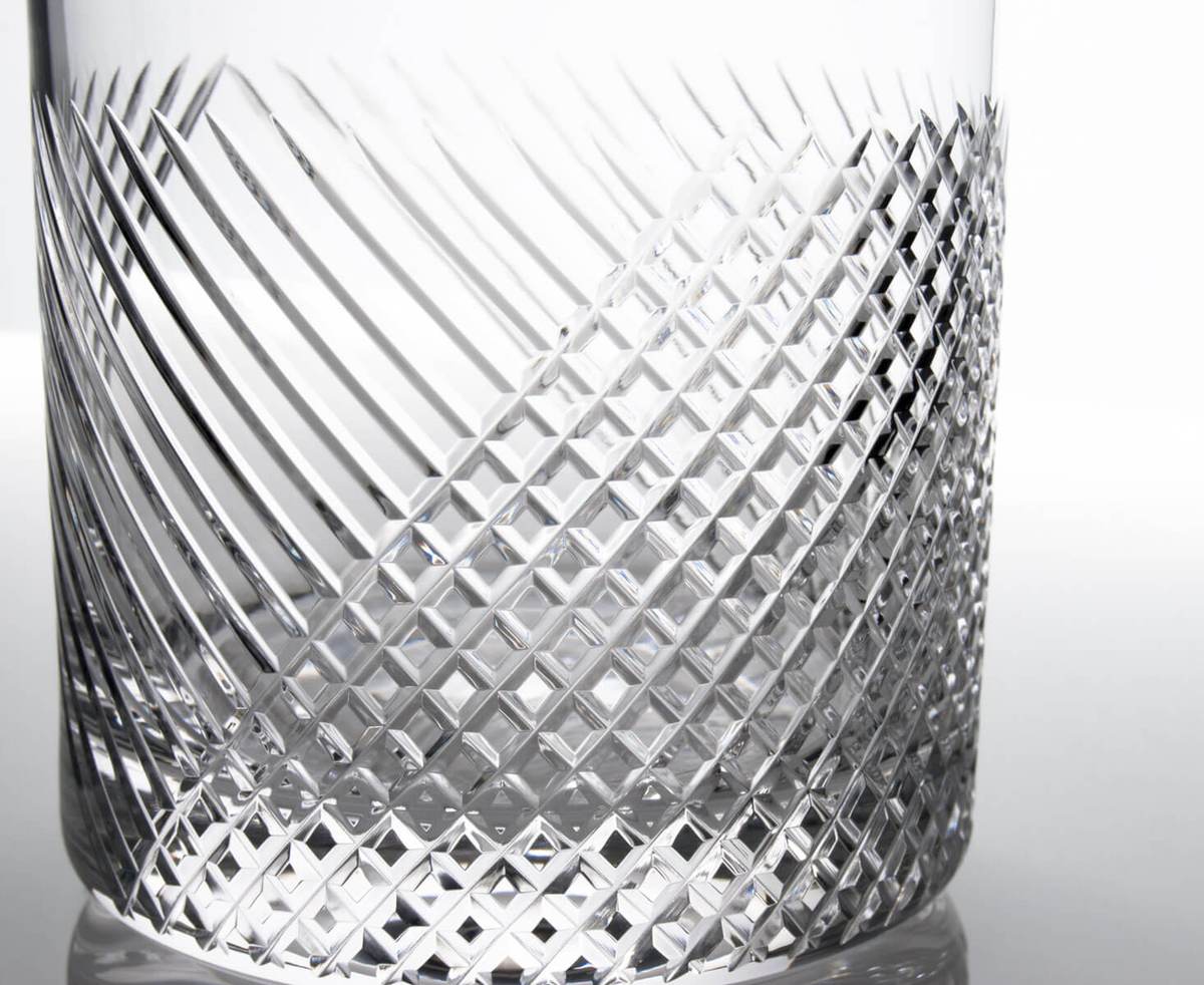 Detail view of cut glass pattern