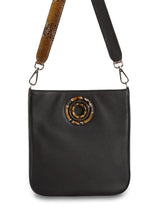 front view of chocolate leather Cloe Cross Body Tote- Darby Scott